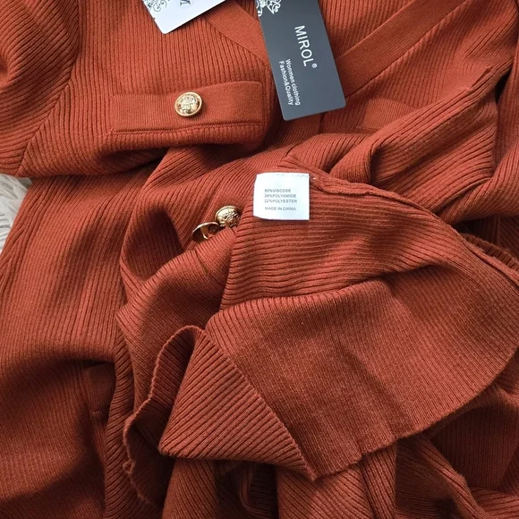 MIROL Women's V-Neck Bodycon Sweater Dress #1094 - Picture 4 of 12